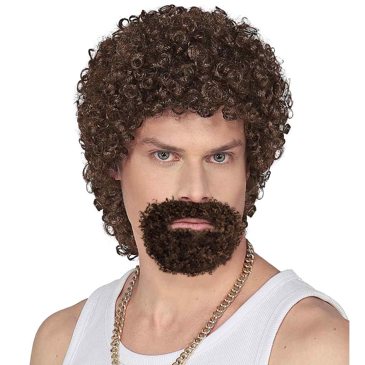 Parrucca Castana Riccia con Pizzetto |Widmann