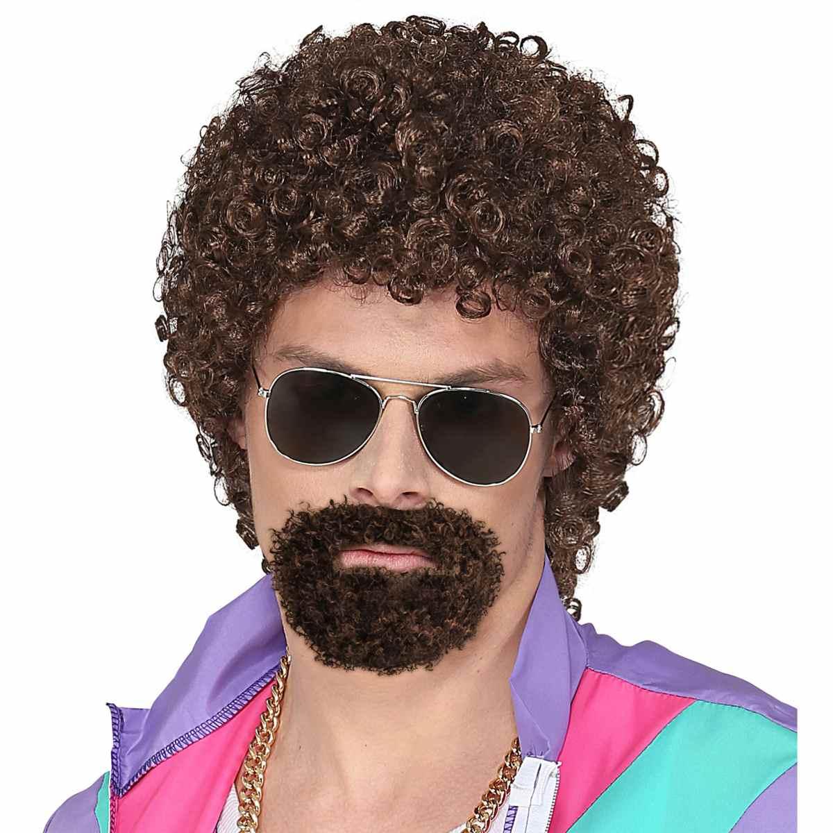 Parrucca Castana Riccia con Pizzetto |Widmann