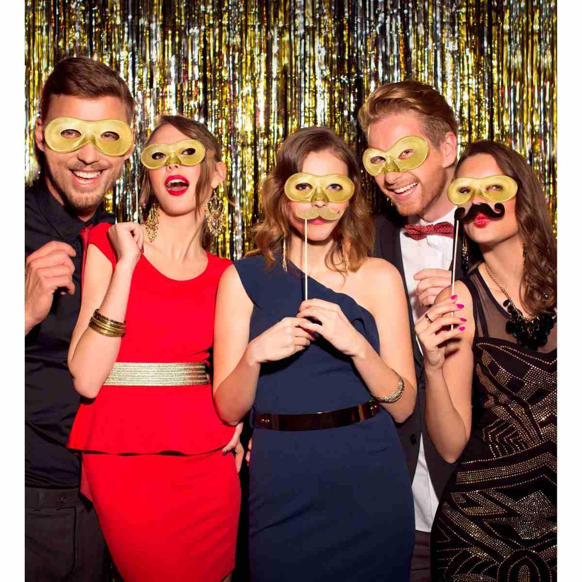 Maschera Viso Domino Tessuto Oro |Widmann