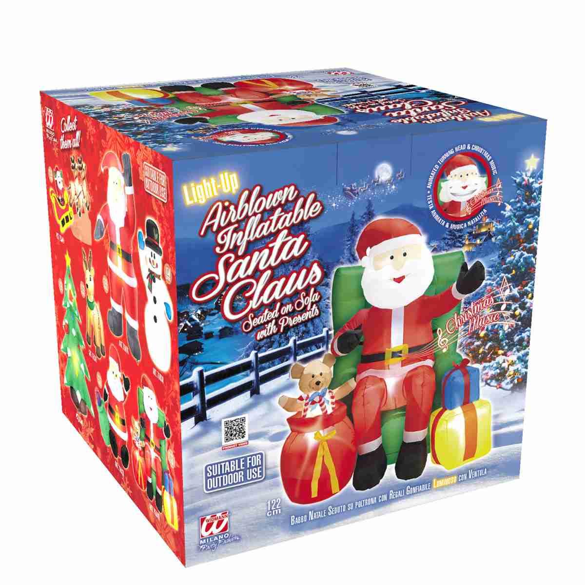 Decorazione Babbo Natale Gonfiabile Seduto con Regali cm.122 |Widmann