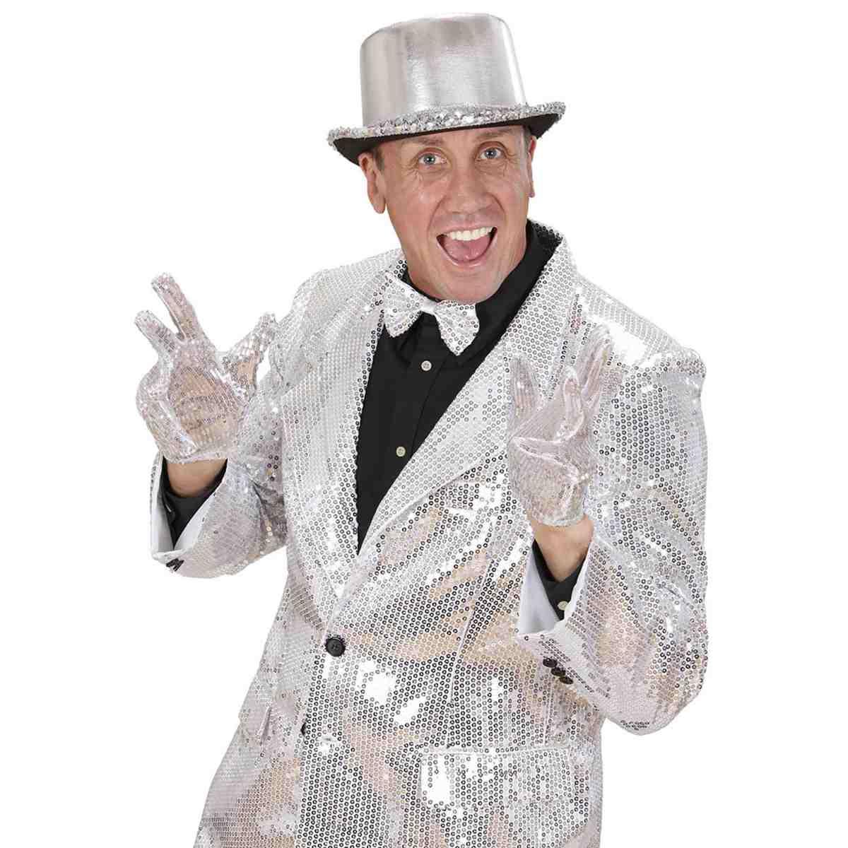 Guanti Corti Argento con Paillettes cm.30 |Widmann