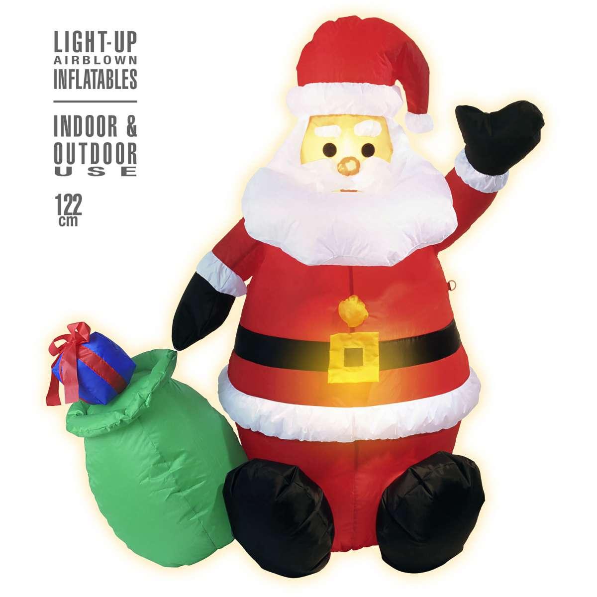 Babbo Natale Gonfiabile Luminoso 120cm - Decorazione Natalizia Con LED E Ventilatore Integrato