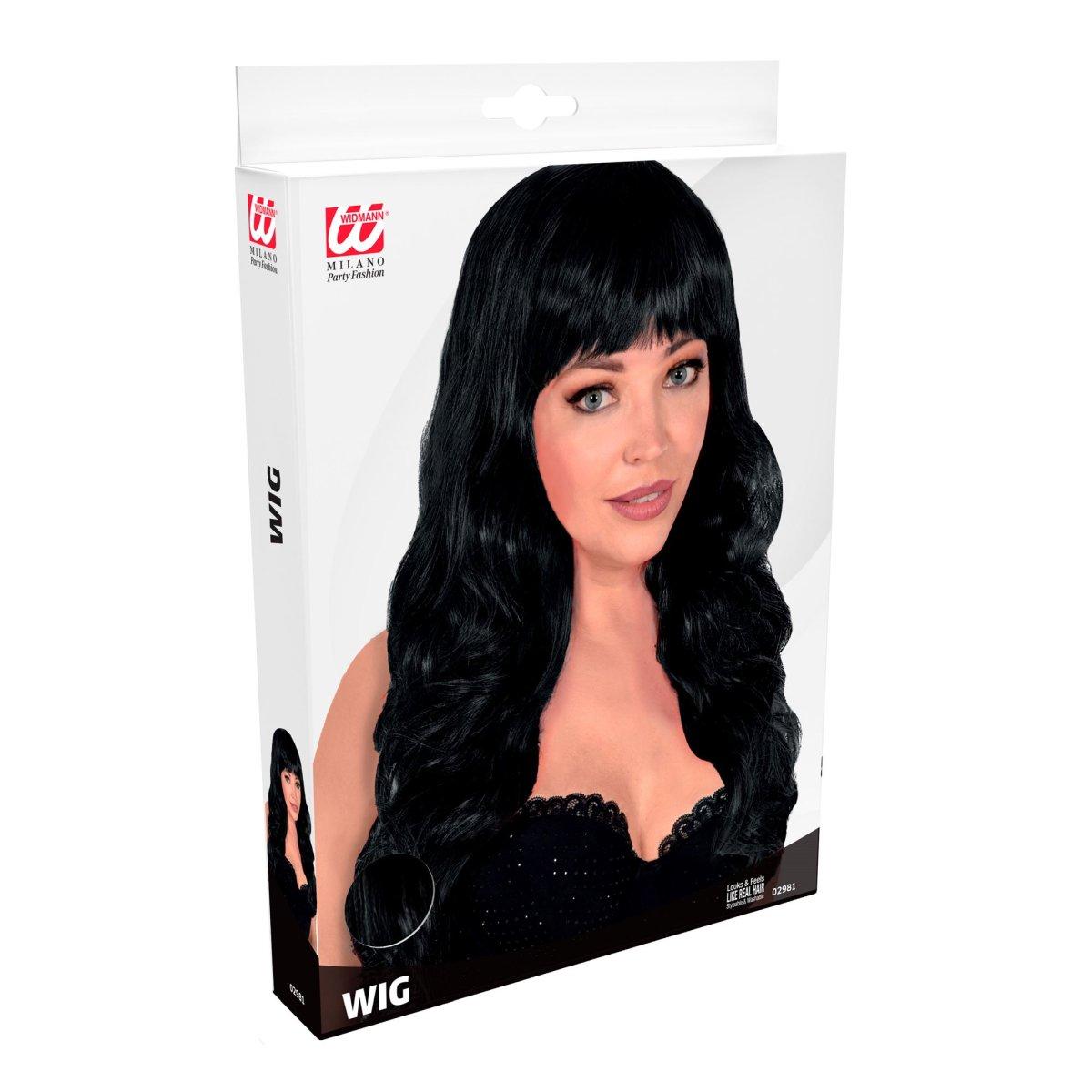 Parrucca Nera Lunga e Mossa con Frangia |Widmann