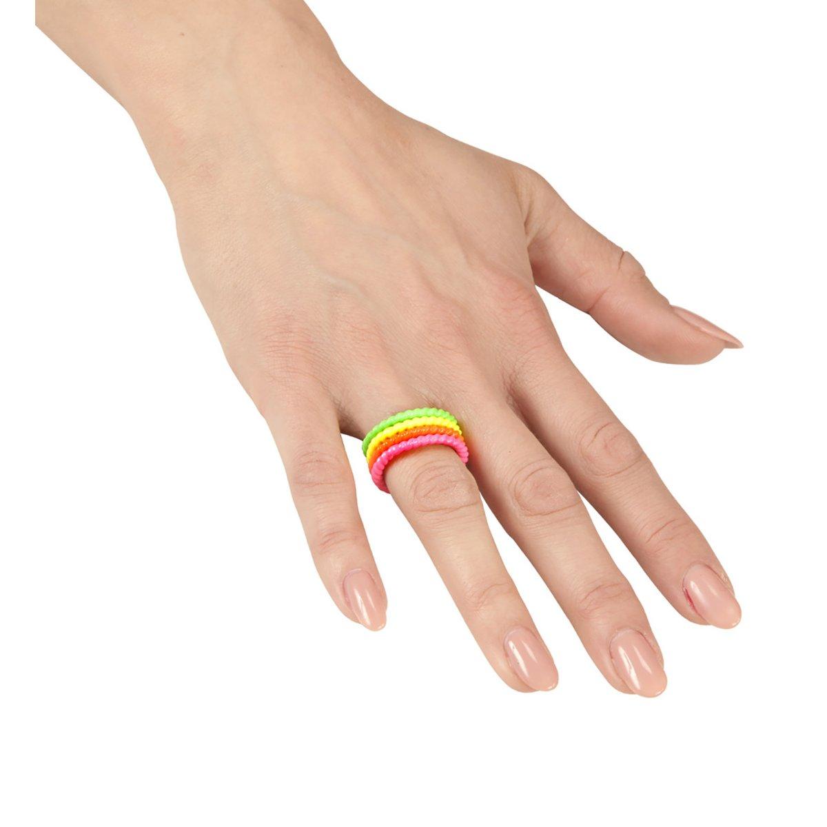 Anelli Disco Color Fluo pz.4 |Widmann