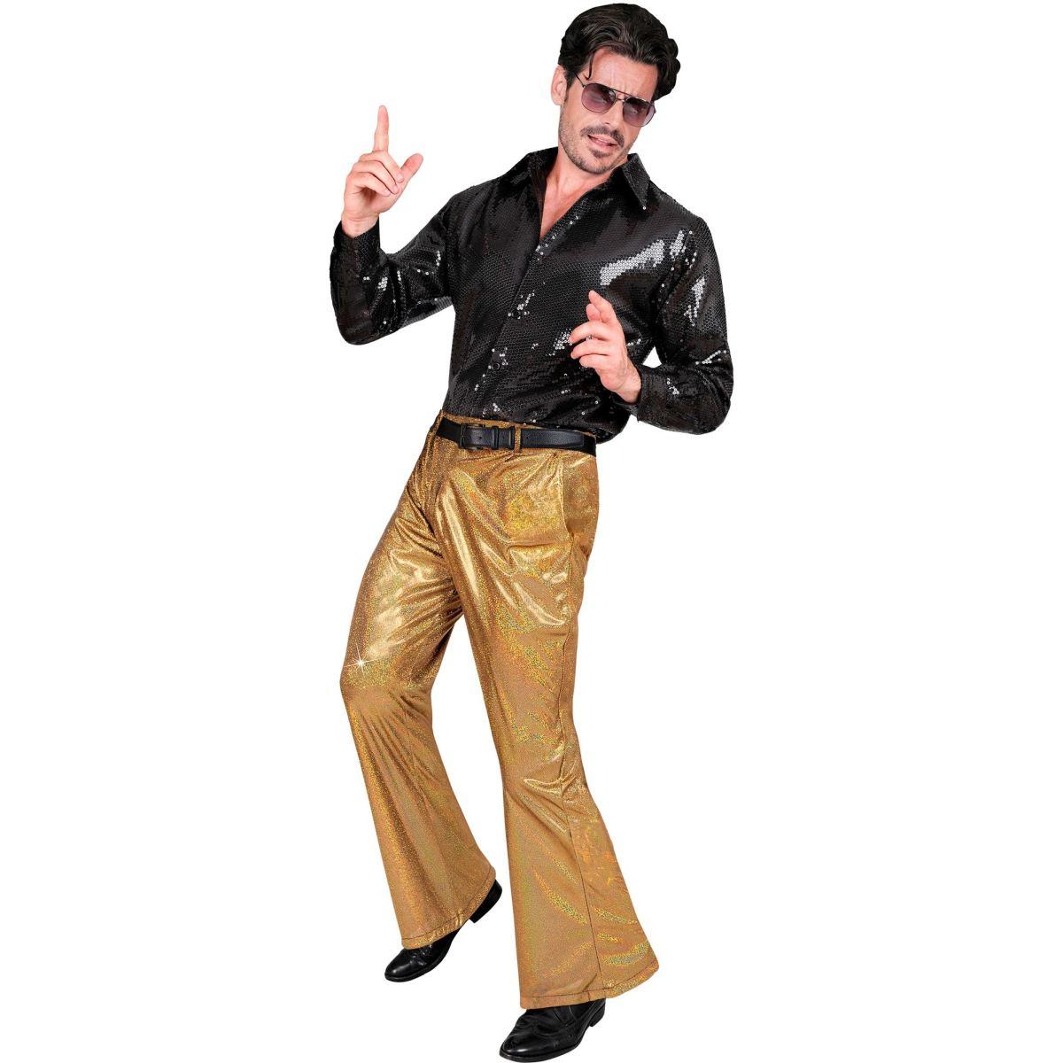 Pantaloni Anni Party Disco Oro Olografici |Widmann