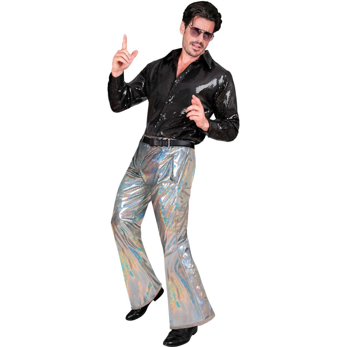 Pantaloni Anni Party Disco Argento Olografici |Widmann