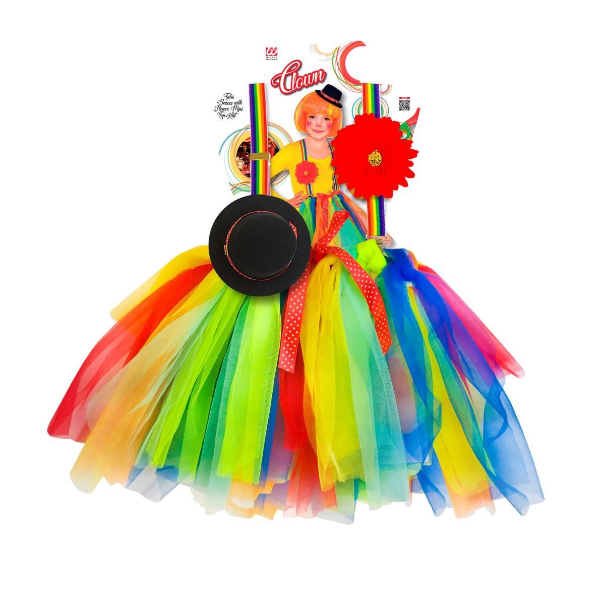 Costume Clown Gonna Bretelle Cappello Set pz.3 |Widmann