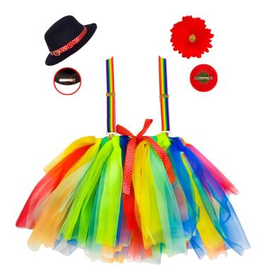 Costume Clown Gonna Bretelle Cappello Set pz.3 |Widmann