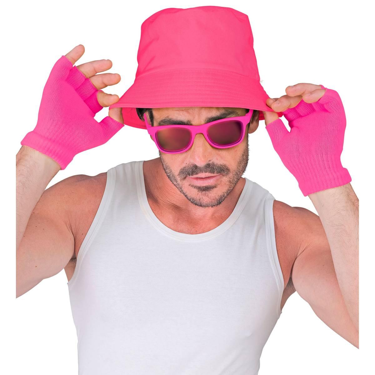 Guanti Corti Rosa Fluo Senza Dita |Widmann