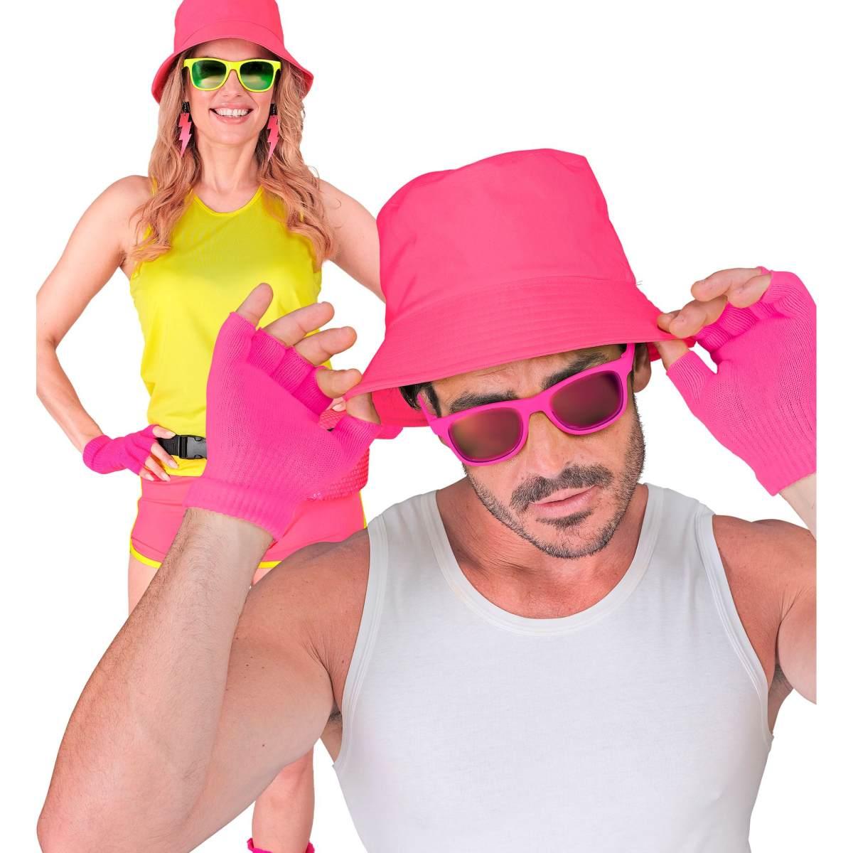 Guanti Corti Rosa Fluo Senza Dita |Widmann