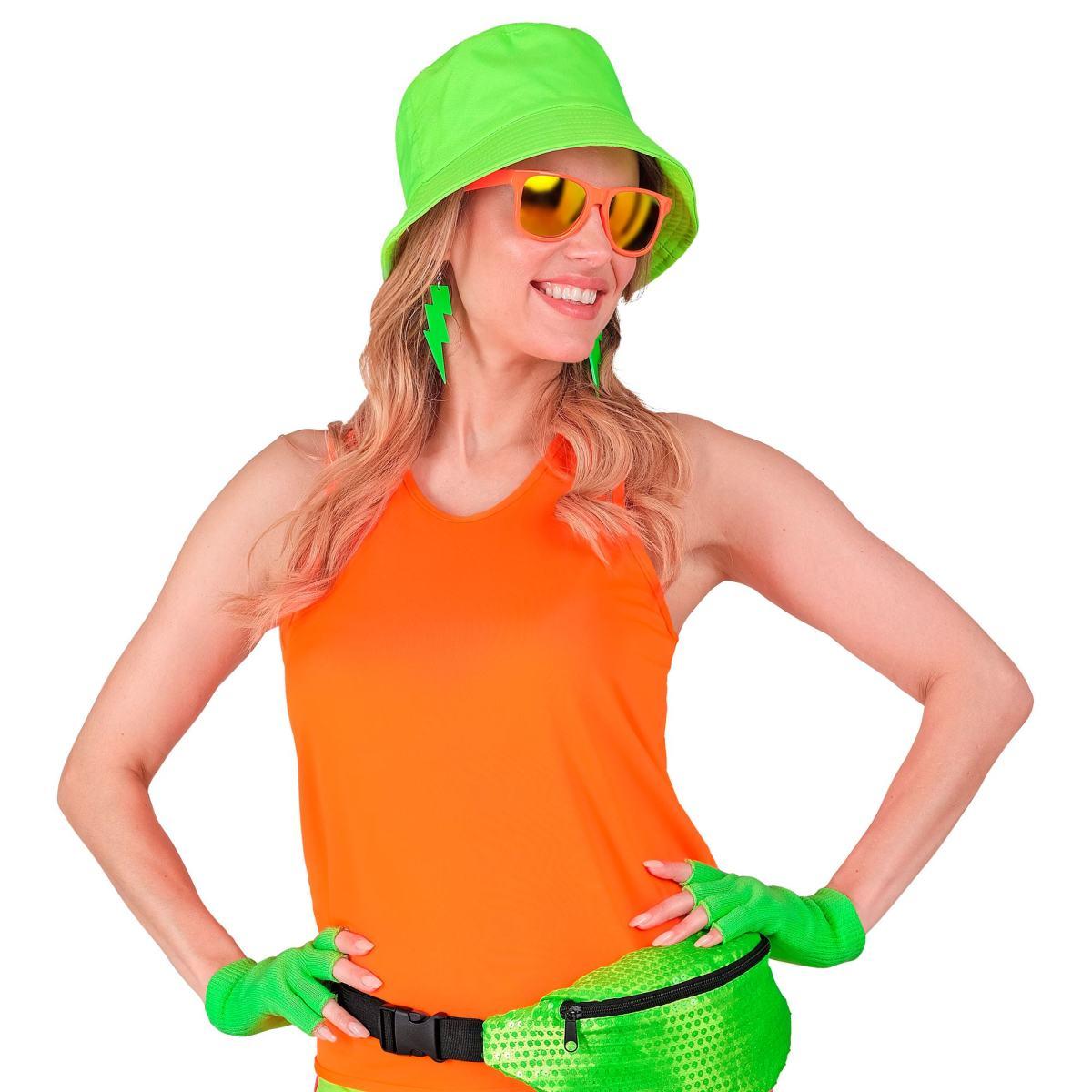 Guanti Corti Verde Fluo Senza Dita |Widmann