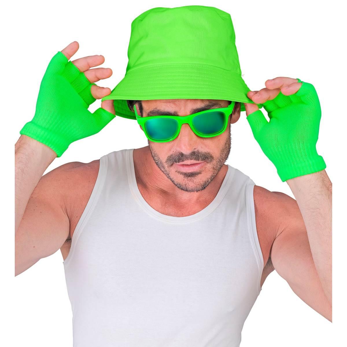 Guanti Corti Verde Fluo Senza Dita |Widmann