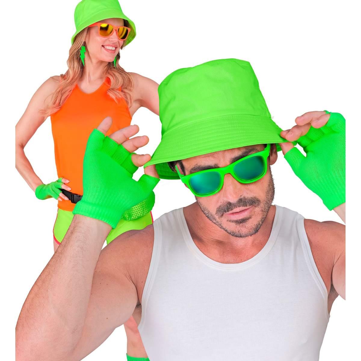 Guanti Corti Verde Fluo Senza Dita |Widmann