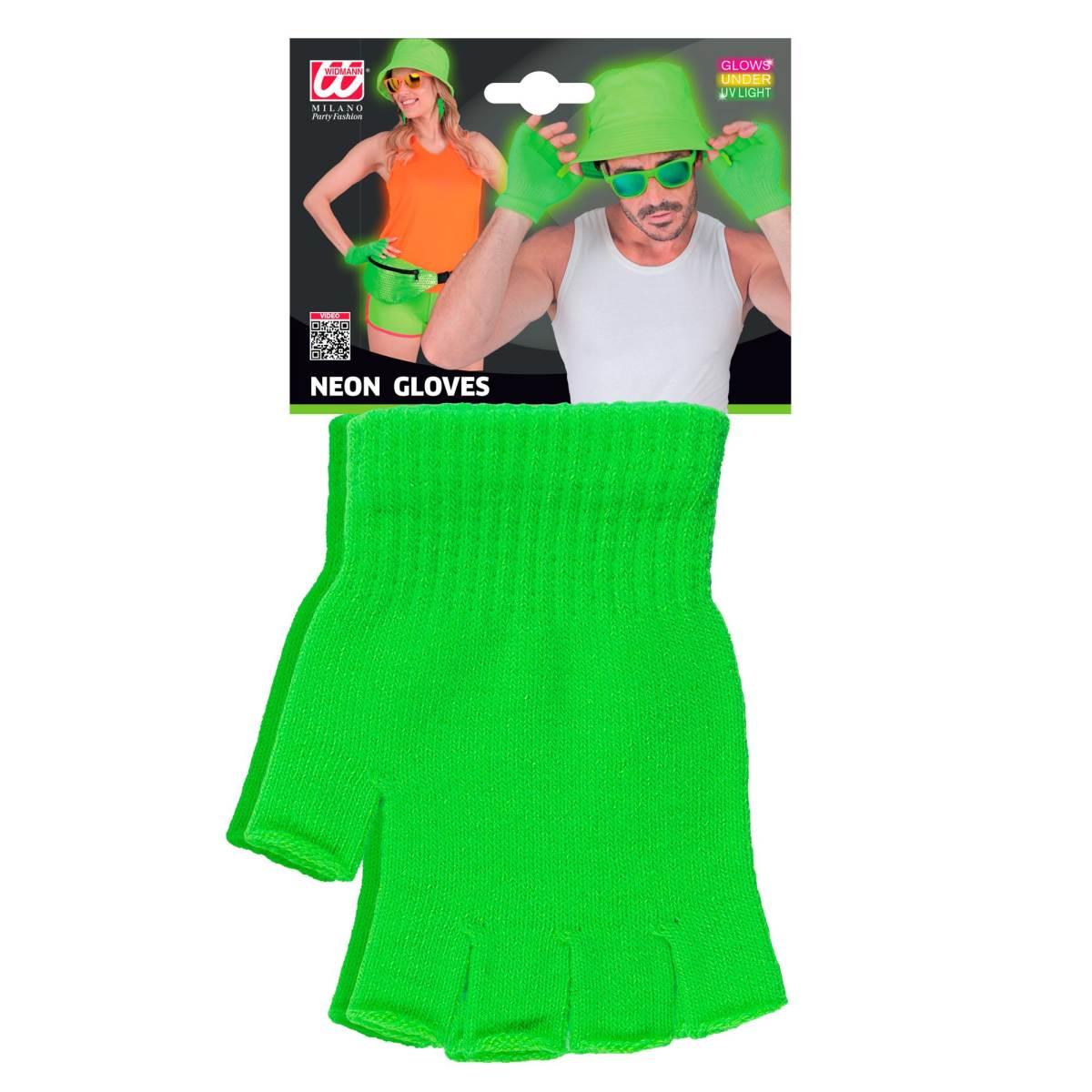 Guanti Corti Verde Fluo Senza Dita |Widmann