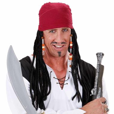 Parrucca Pirata Nera con Rasta e Bandana |Widmann