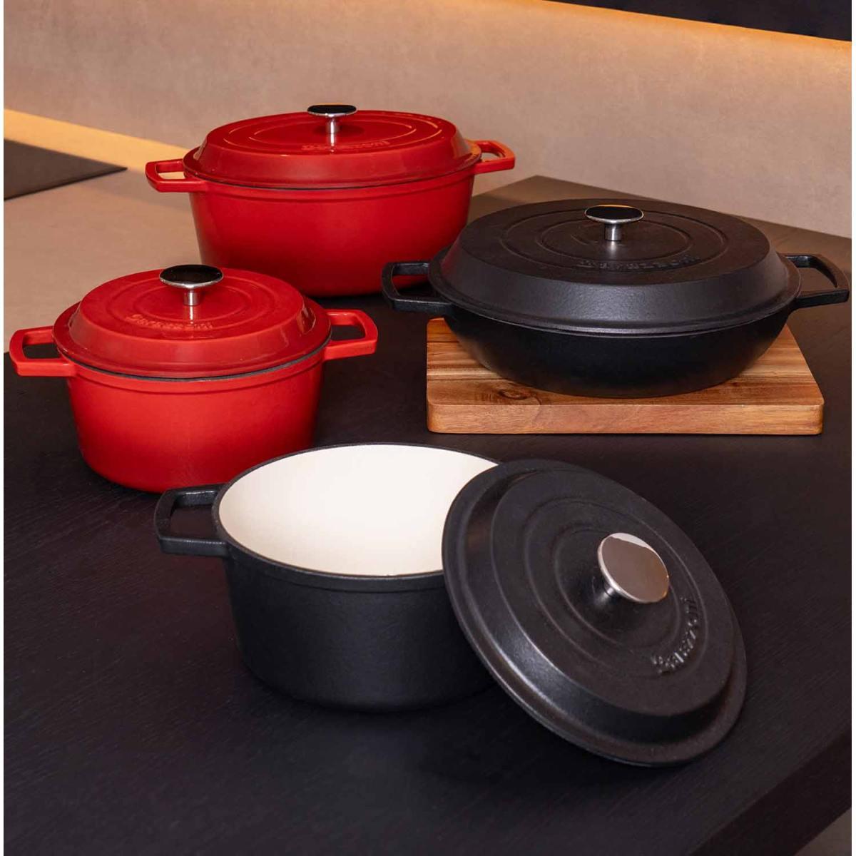 Casseruola cm.Ã˜24 Ghisa con Coperchio Nera | Barazzoni