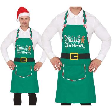 Grembiule Natalizio in Tessuto Verde Merry Christmas | Guirca
