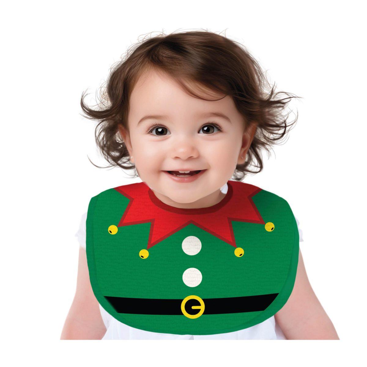 Bavaglino Natalizio Tessuto Verde Merry Christmas |Guirca