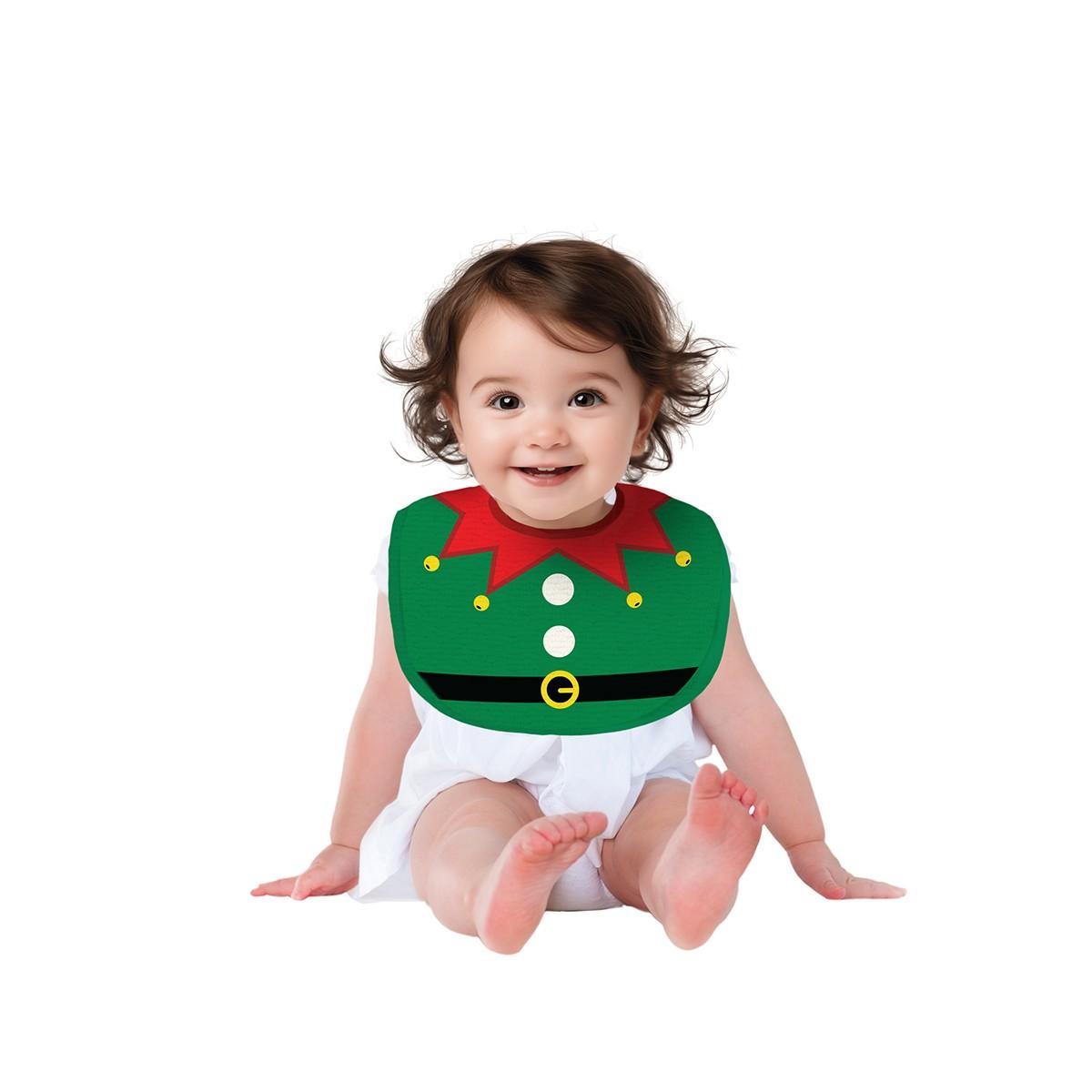 Bavaglino Natalizio Tessuto Verde Merry Christmas |Guirca