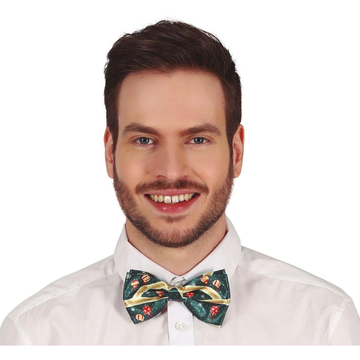 Papillon Tessuto Natalizio Verde con Palline | Guirca