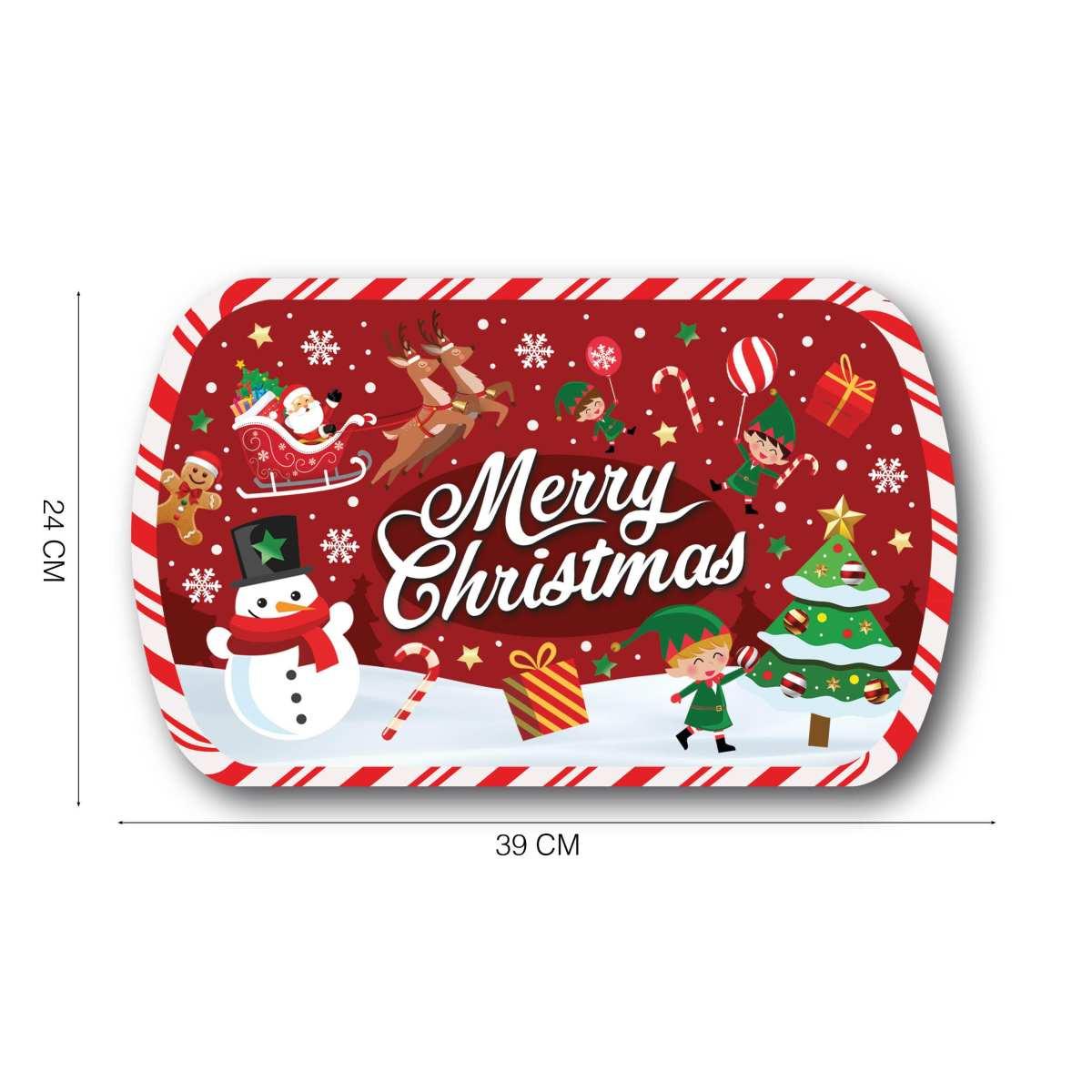 Vassoio Natalizio PVC Christmas con Scritta cm.39x24 | Guirca