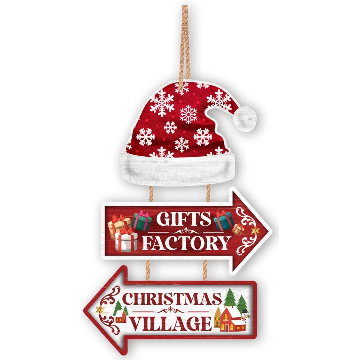 Fuoriporta Legno Natale con Indicazioni cm.36x24 | Guirca