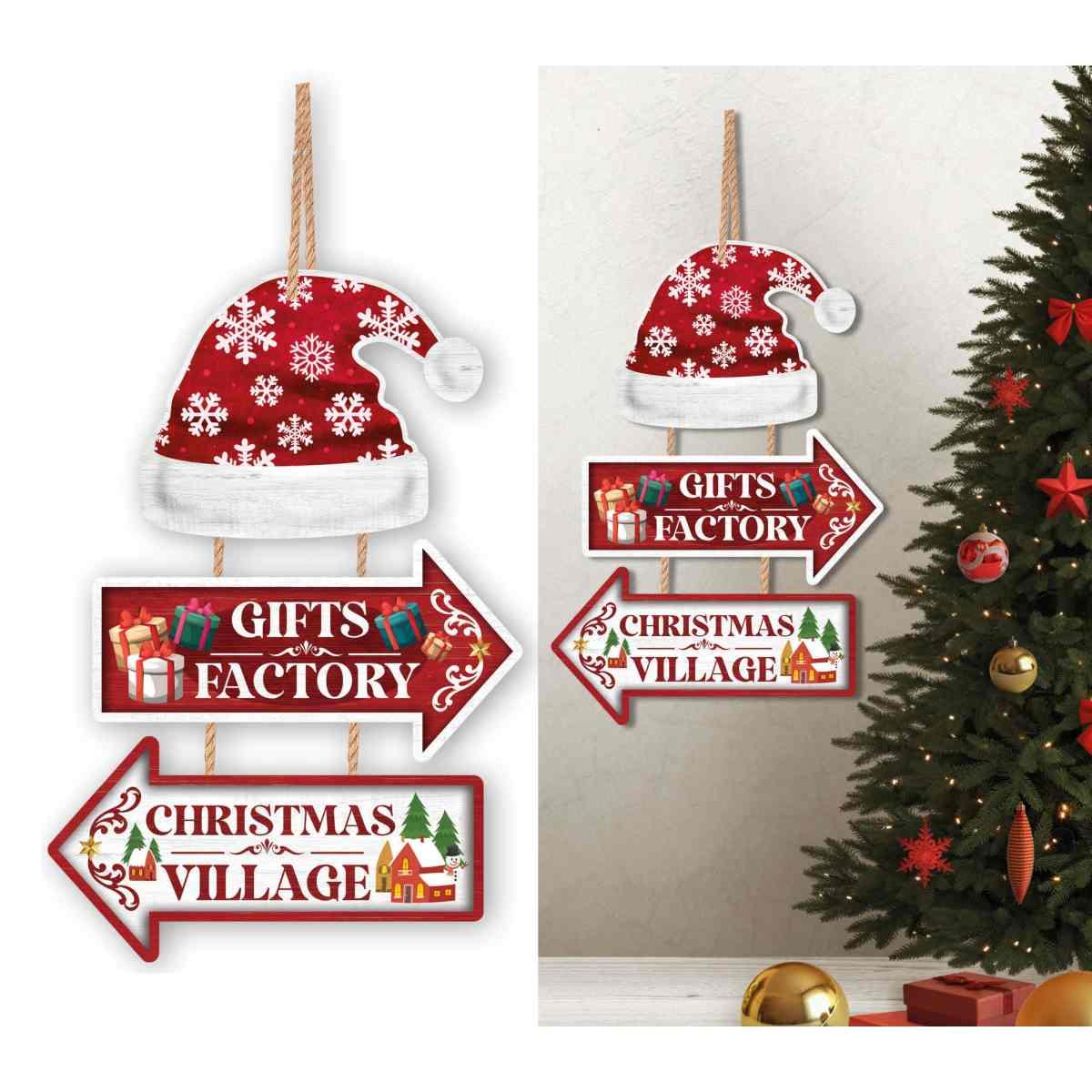 Fuoriporta Legno Natale con Indicazioni cm.36x24 | Guirca