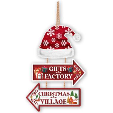 Fuoriporta Legno Natale con Indicazioni cm.36x24 | Guirca