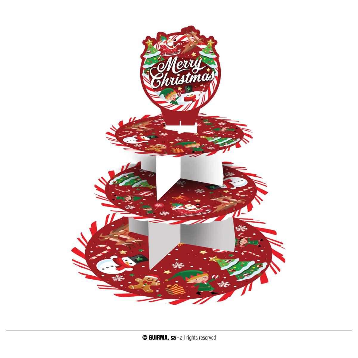 Vassoio Alzata Natalizio Carta 3 Piani cm.40x30 | Guirca