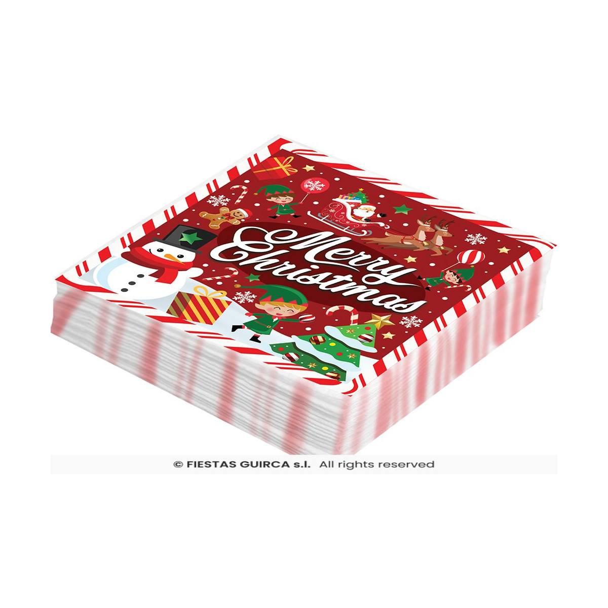 Tovagliolo Natale p20 Fantasia Con Scritta cm.16x16 | Guirca