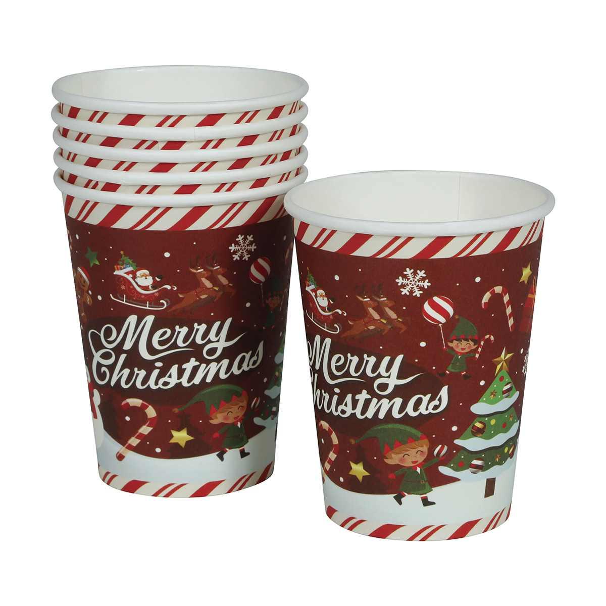 Bicchieri Natale Carta Con Scritta ml.240 pz.6 | Guirca