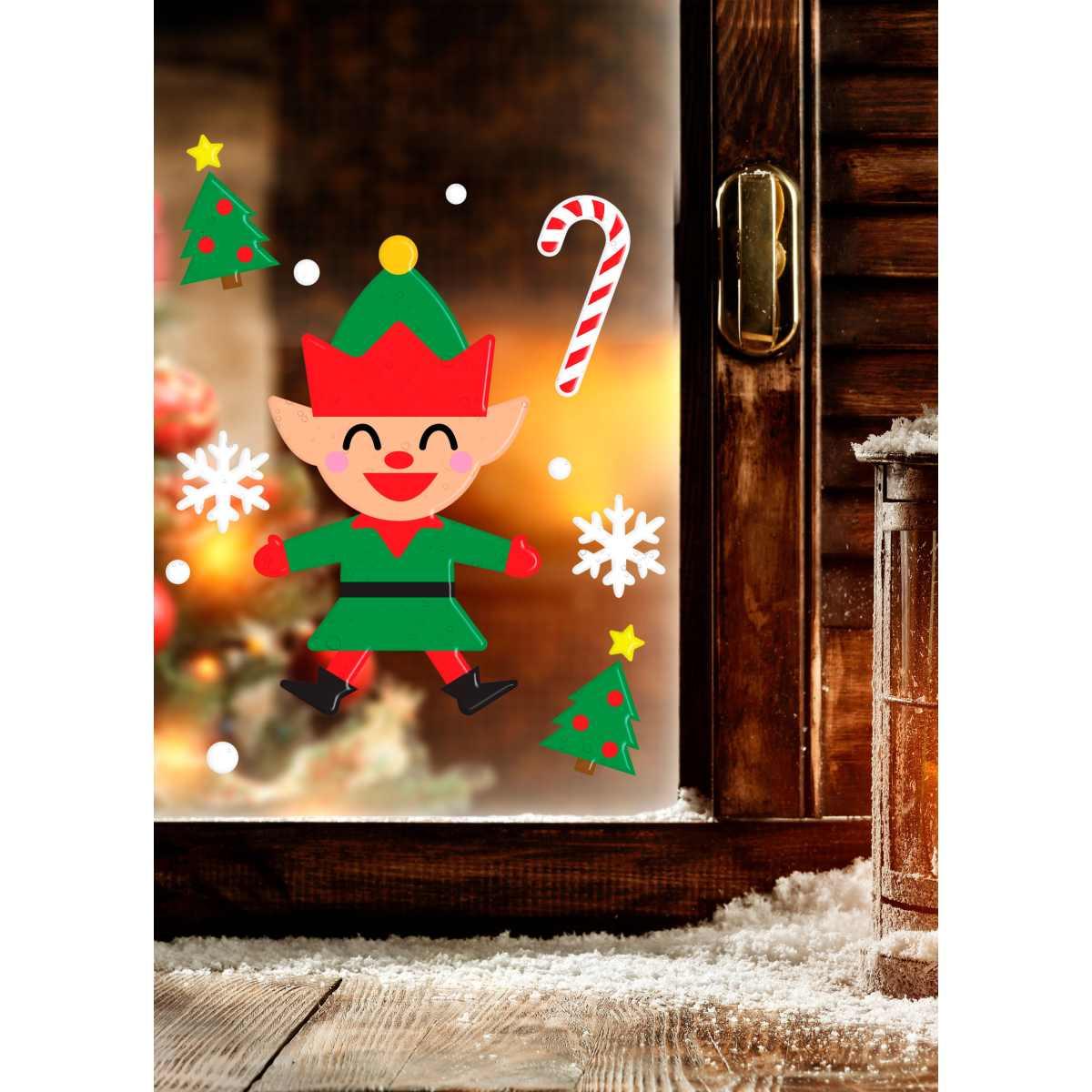 Vetrofanie Gel Adesive Elfo Natale cm.20x25 | Guirca