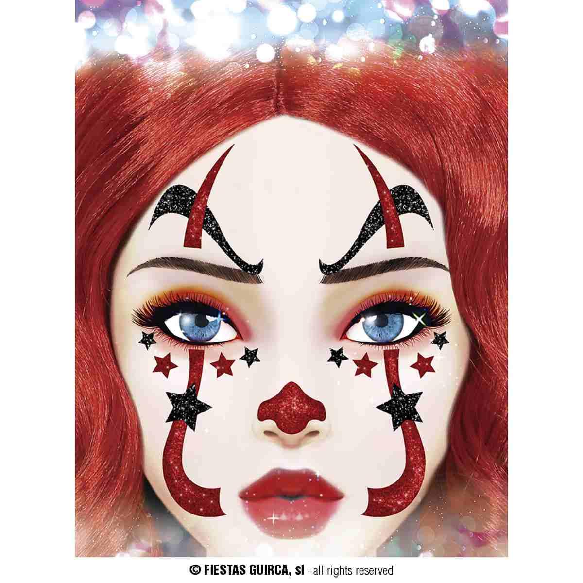 Trucco Decorazioni Adesive Viso Clown | Guirca
