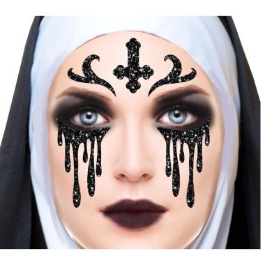 Trucco Decorazioni Adesive Viso Suora Glitter | Guirca