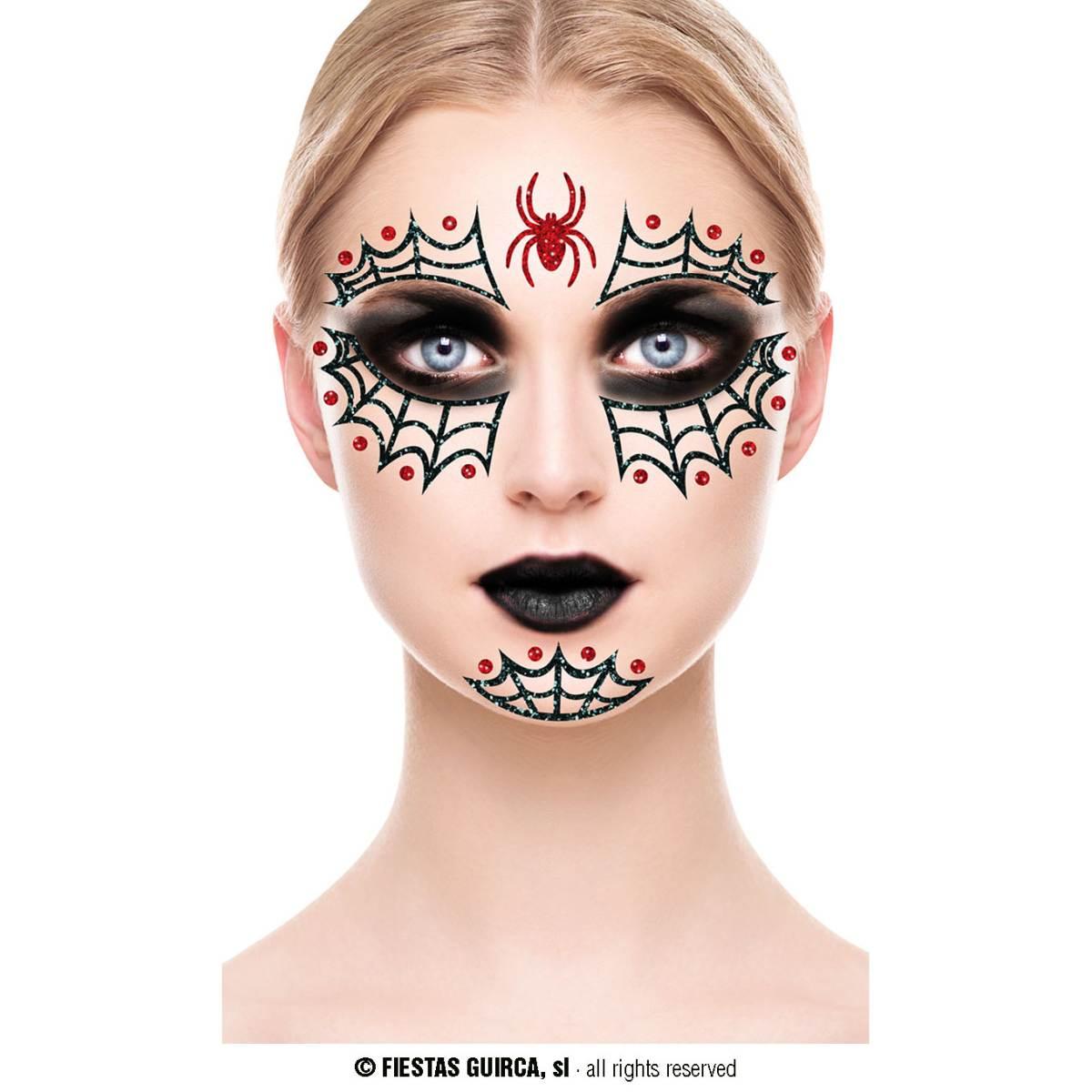 Trucco Decorazioni Adesive Viso Ragnatela Glitter | Guirca