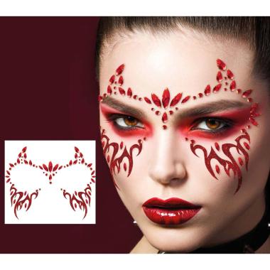 Trucco Decorazioni Adesive Viso Strass Demonio | Guirca