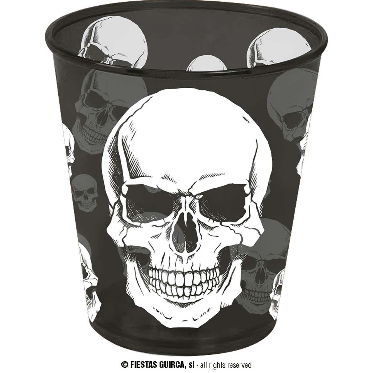 Bicchiere Halloween PVC Nero con Teschio cm.10 | Guirca