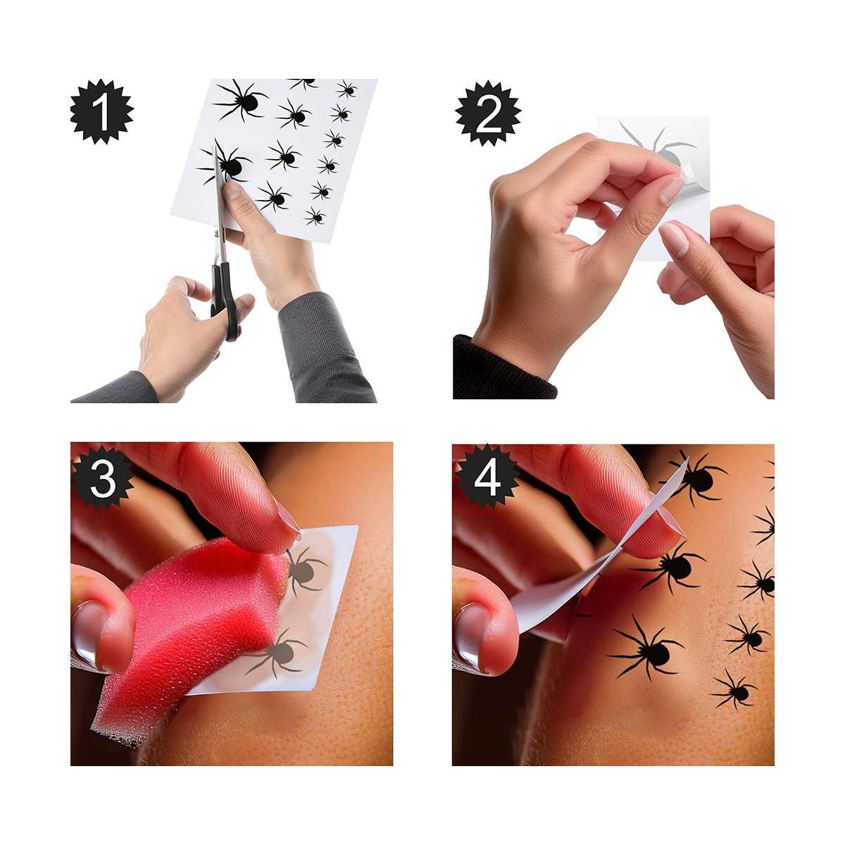 Trucco Decorazioni Adesive Viso Ragni Set pz.16 | Guirca