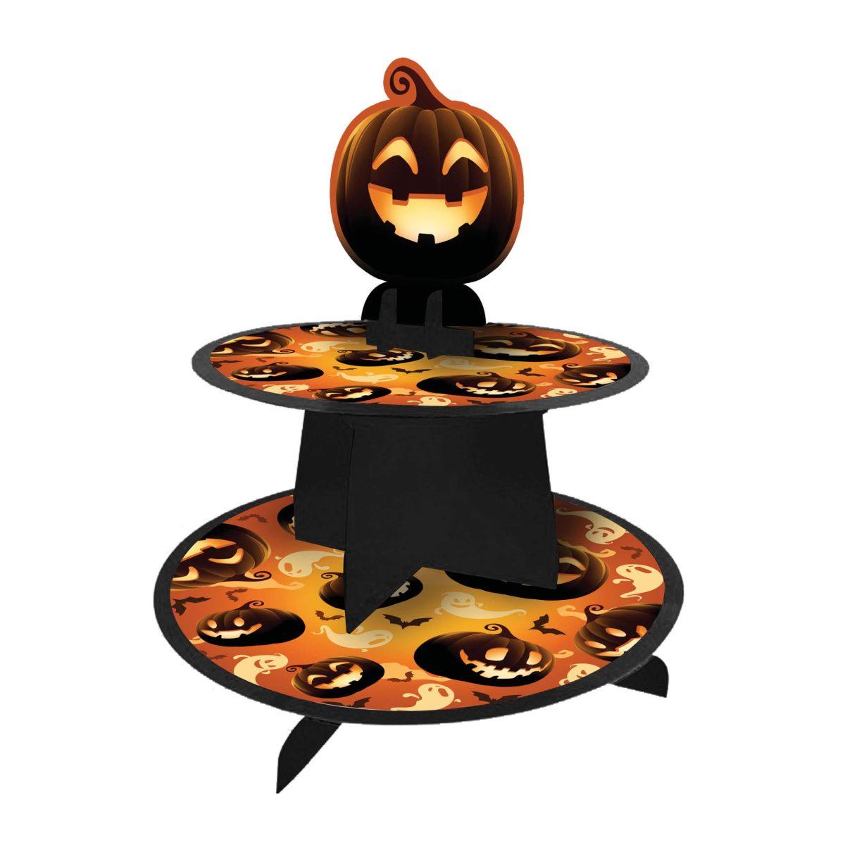 Vassoio Alzata Halloween Carta Zucche 2 Piani cm.40x30 | Guirca