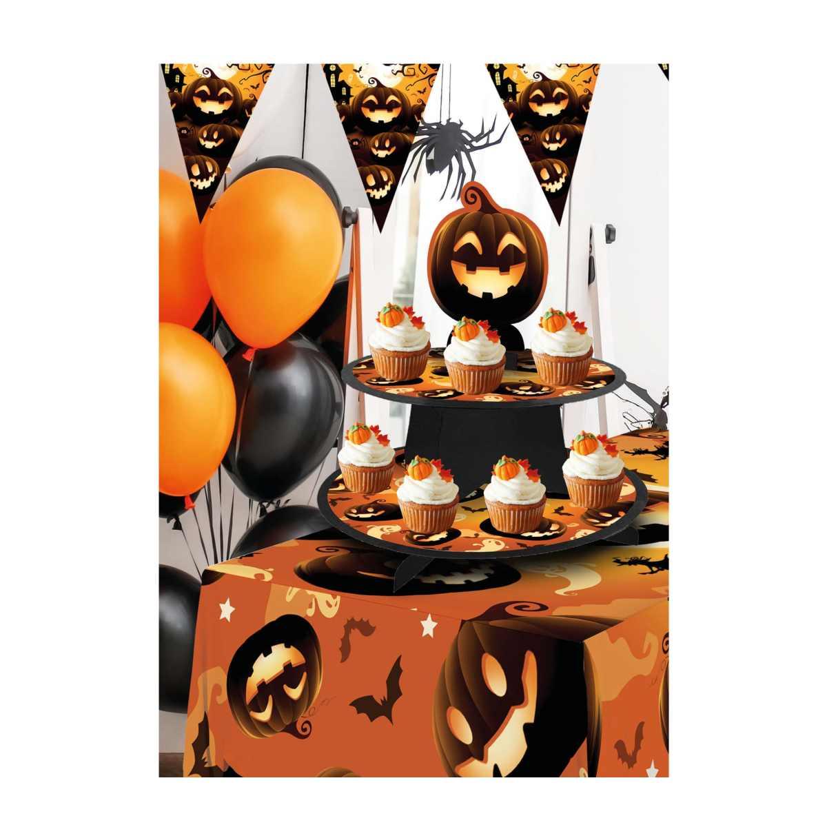 Vassoio Alzata Halloween Carta Zucche 2 Piani cm.40x30 | Guirca