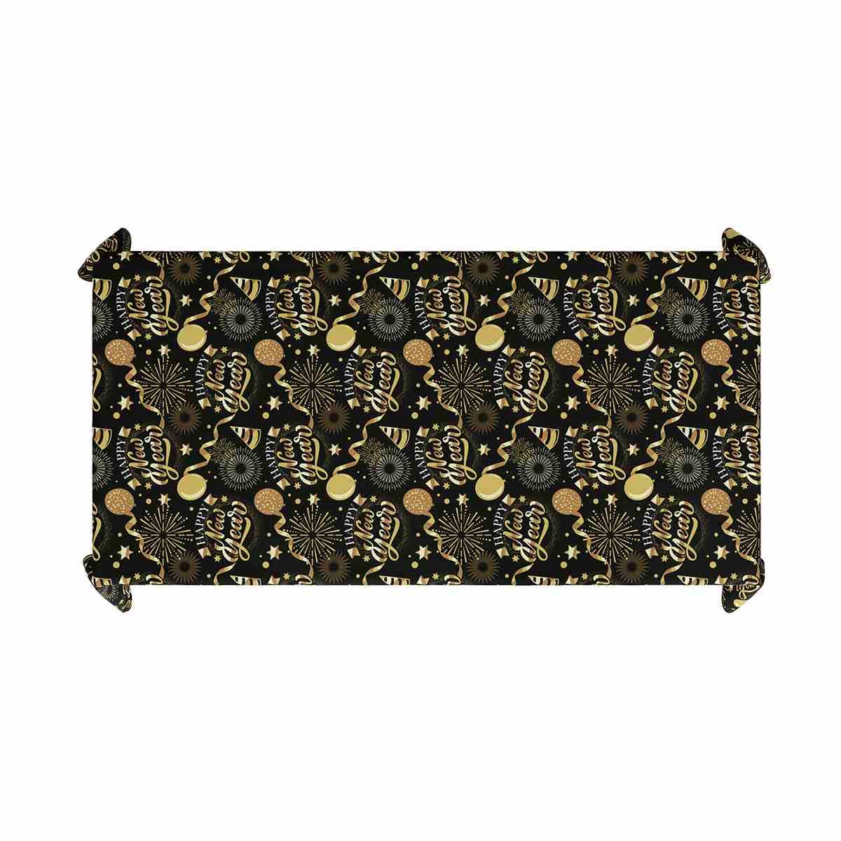Tovaglia Capodanno Nera con Decori Oro cm.274x137 | Guirca