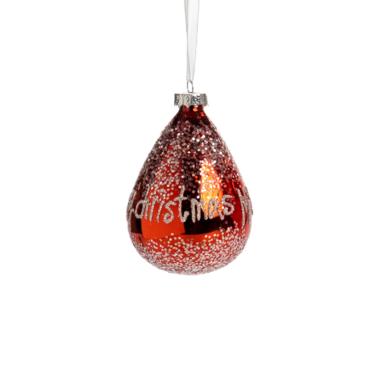 Pallina Natale Vetro cm.10 Rossa con Scritta Merry Christmas |Silani_928C