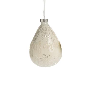 Pallina Natale Vetro cm.10 Bianca con Scritta Merry Christmas |Silani_935C