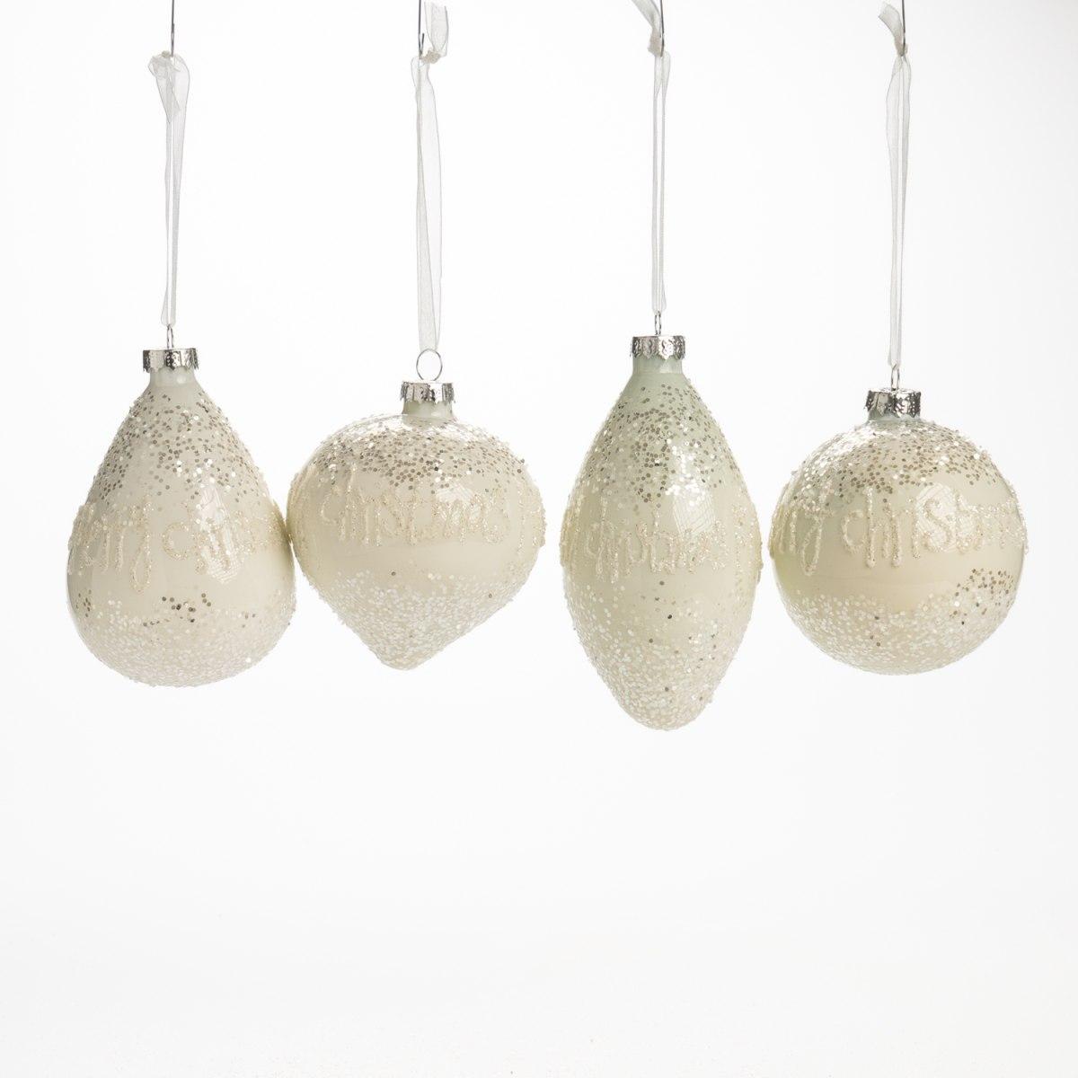 Pallina Natale Vetro cm.12 Bianca con Scritta Merry Christmas |Silani_935D