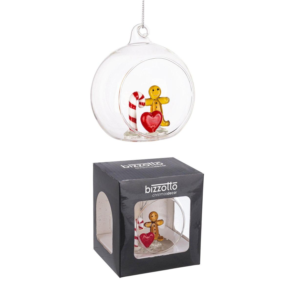 Pallina Natale Vetro cm.8 con Cuore e Stella |Bizzotto_695