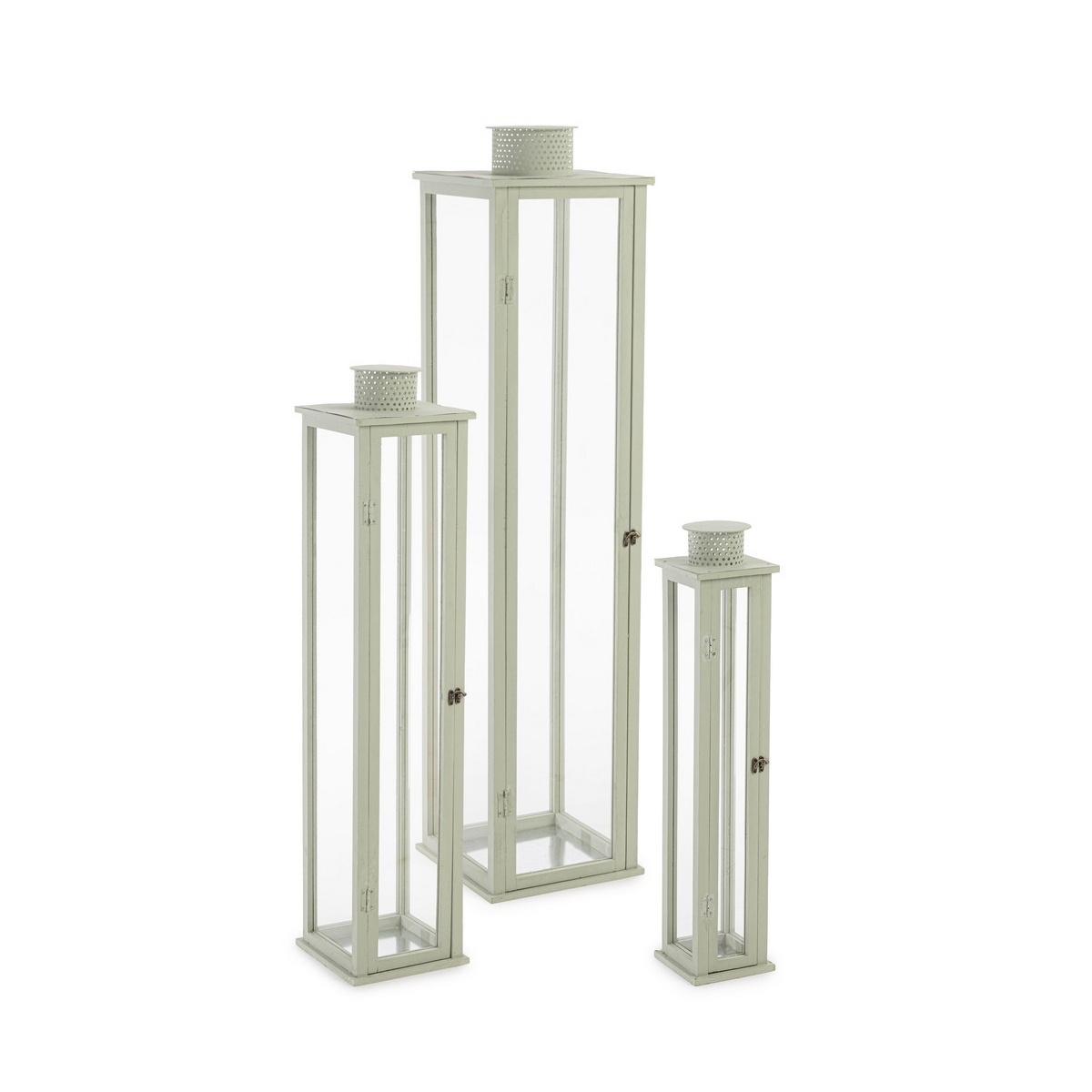 Lanterna cm.78 Legno/Metallo Torsti Verde |Bizzotto_113