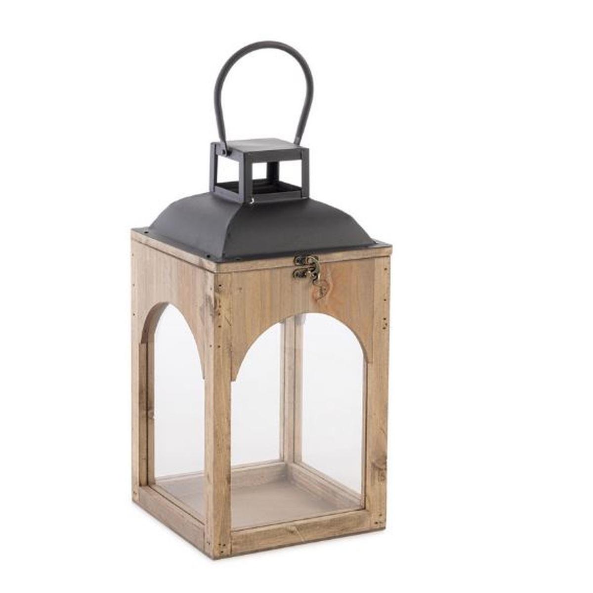 Lanterna cm.45 Legno Shayra Naturale-Nero |Bizzotto_243