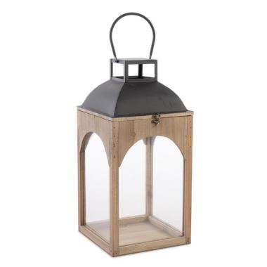 Lanterna cm.58,5 Legno Shayra Naturale-Nero |Bizzotto_250