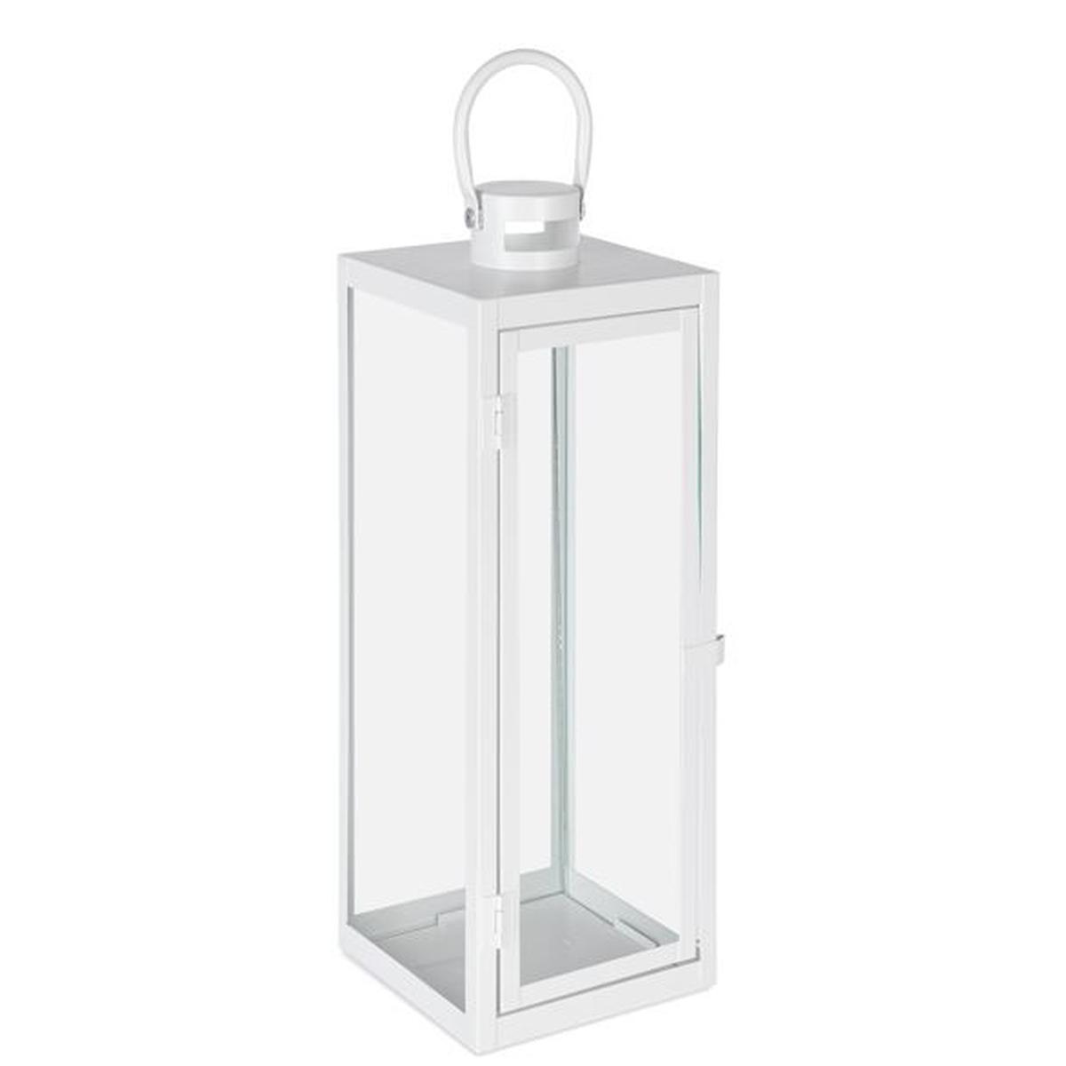 Lanterna Metallo Azenor Bianco cm.14x14x40 |Bizzotto_498