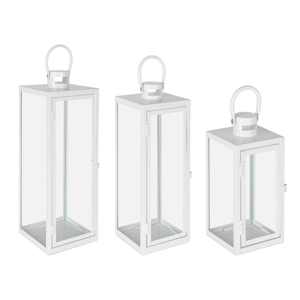 Lanterna Metallo Azenor Bianco cm.14x14x40 |Bizzotto_498